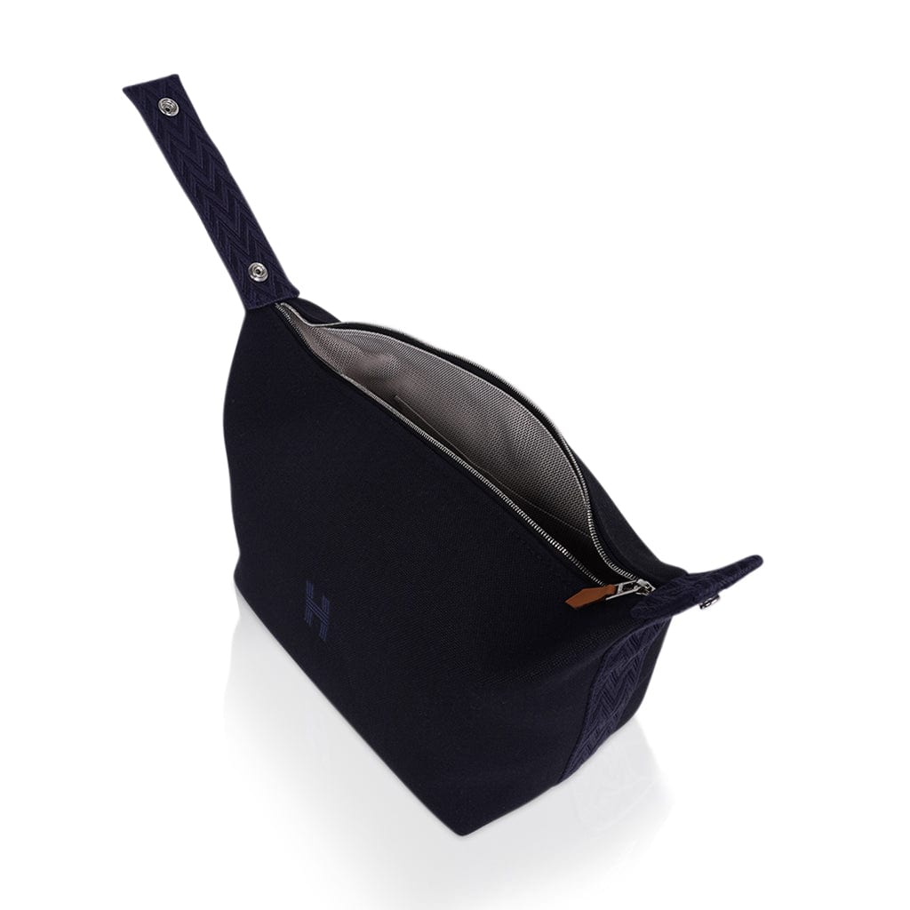 Hermes Bride a Brac Trousse de Toilette Bag Black Canvas Large