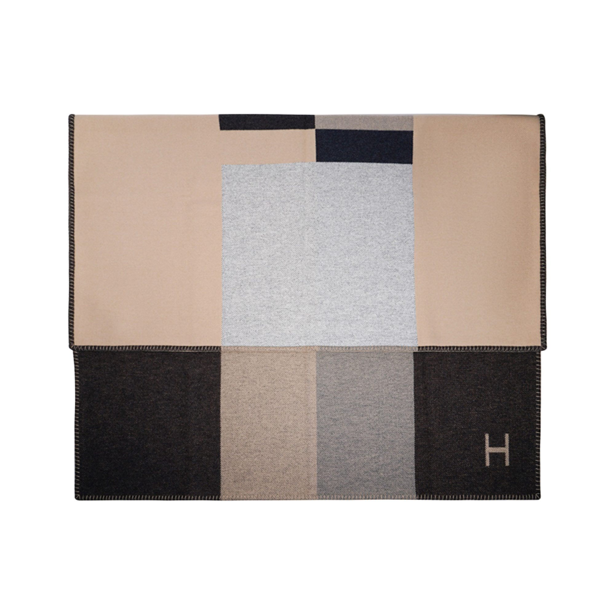 Hermès H Casaque Blanket – Ecru and Carbone Luxury Throw