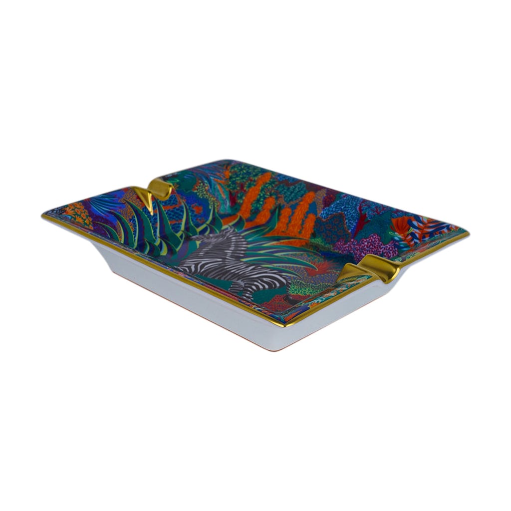 Hermes Mountain Zebra Ashtray Chlorophylle Limoges Porcelain