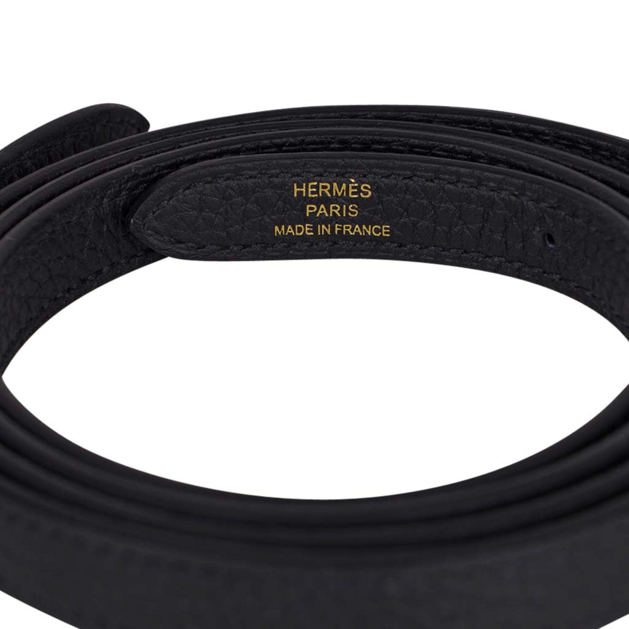 Hermes Halzan 25 Bag Black Gold Hardware Clemence Leather New w
