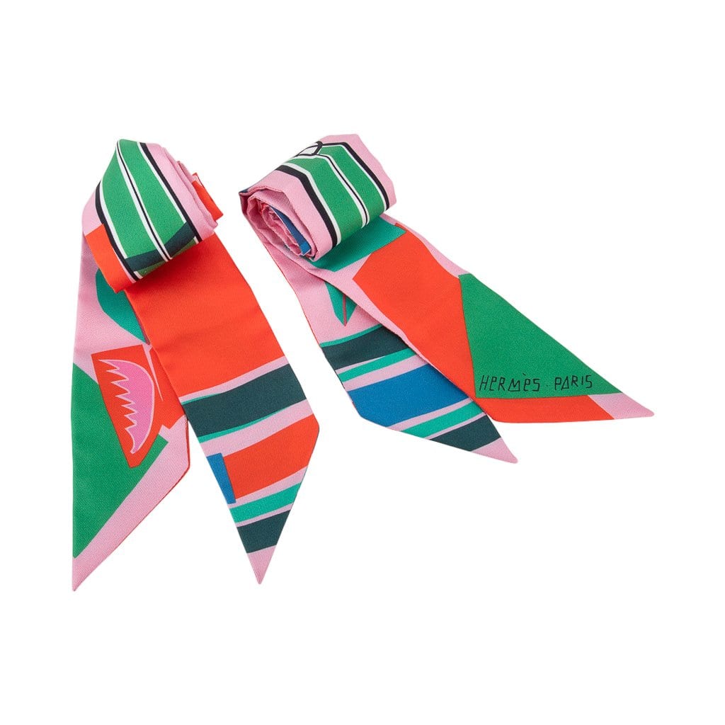 Hermes Twilly Sea Surf and Fun Rose / Menthol / Vermillion Set of