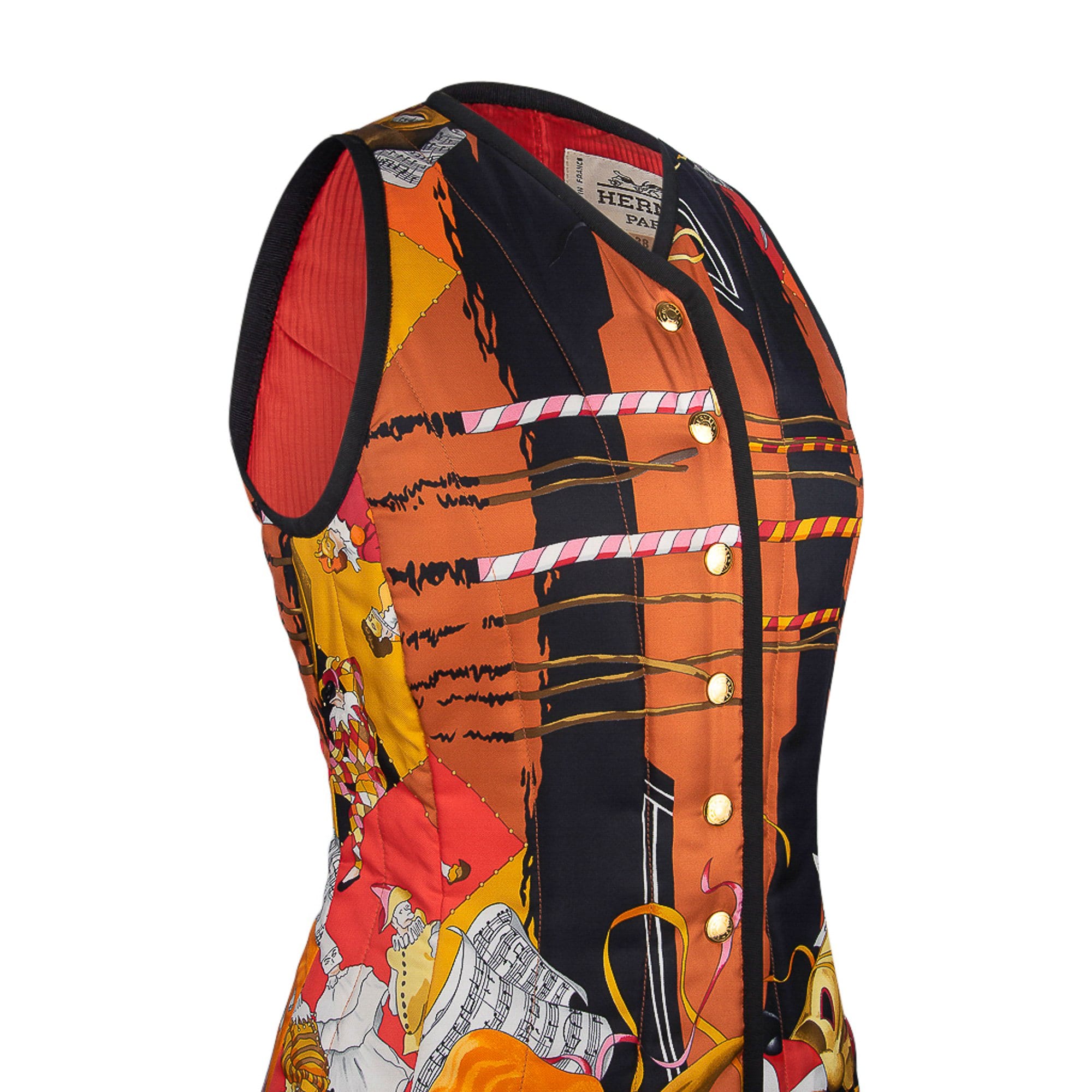 Hermès Vintage Silk Vest Carnaval De Venise Print | Mightychic
