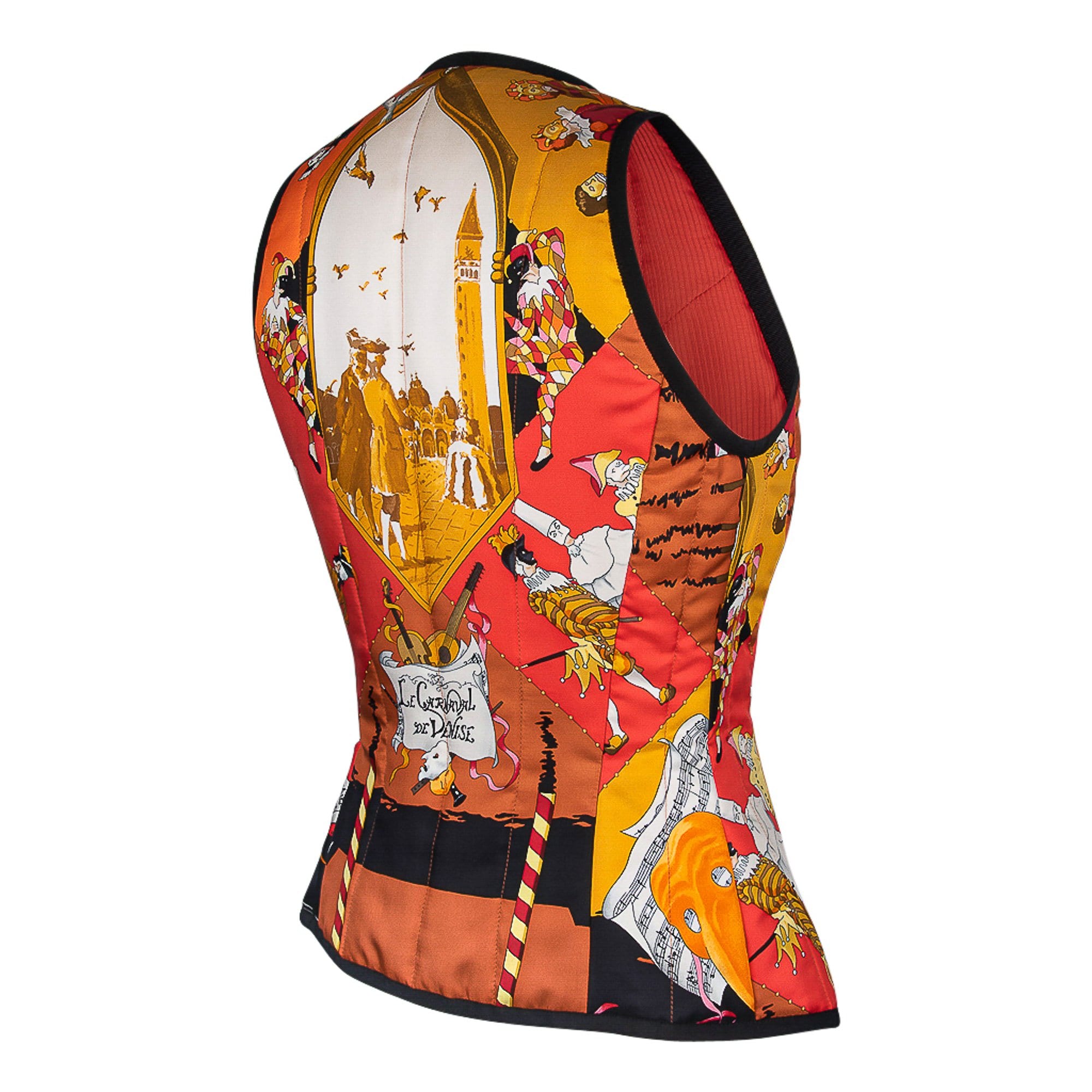 Hermès Vintage Silk Vest Carnaval De Venise Print | Mightychic