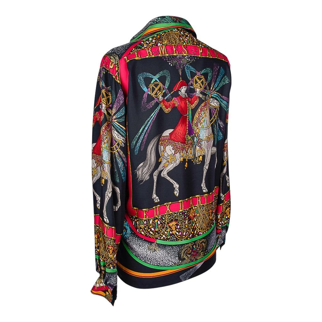 Hermès Vintage Silk Blouse – Feux D'Artifice with Matching Twilly