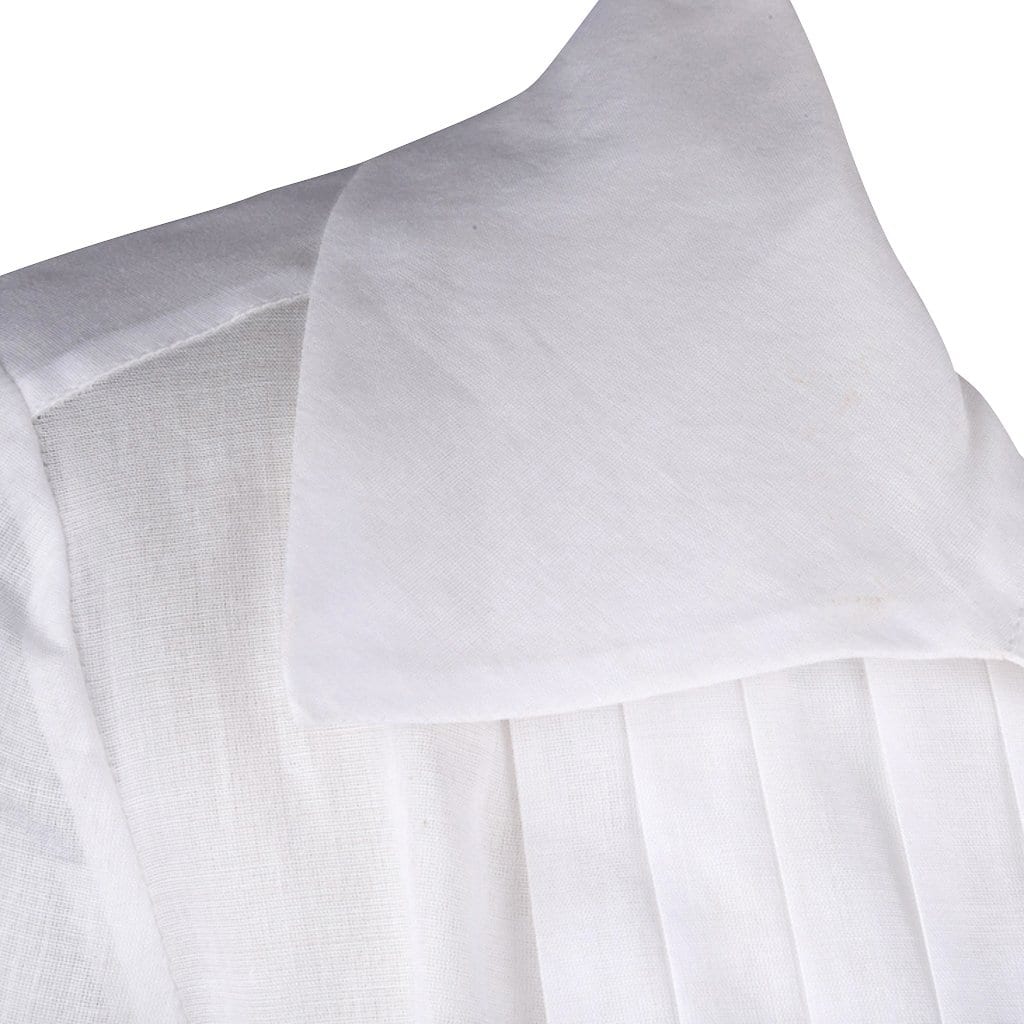 Chanel 04C Top White Cotton Tuxedo Pleating Detail Pearl Buttons