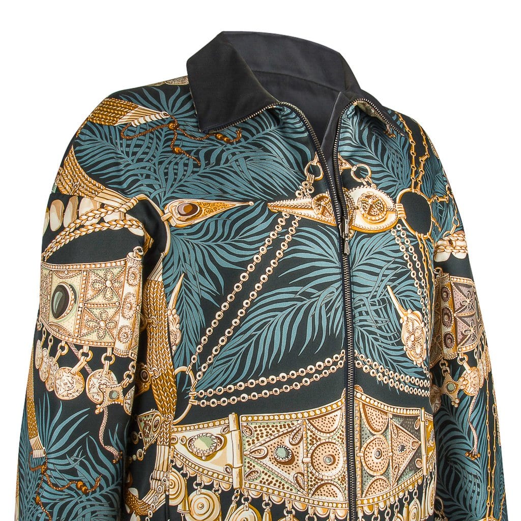 Hermes Reversible Jacket Terres Precieuses Silk Print L | Mightychic