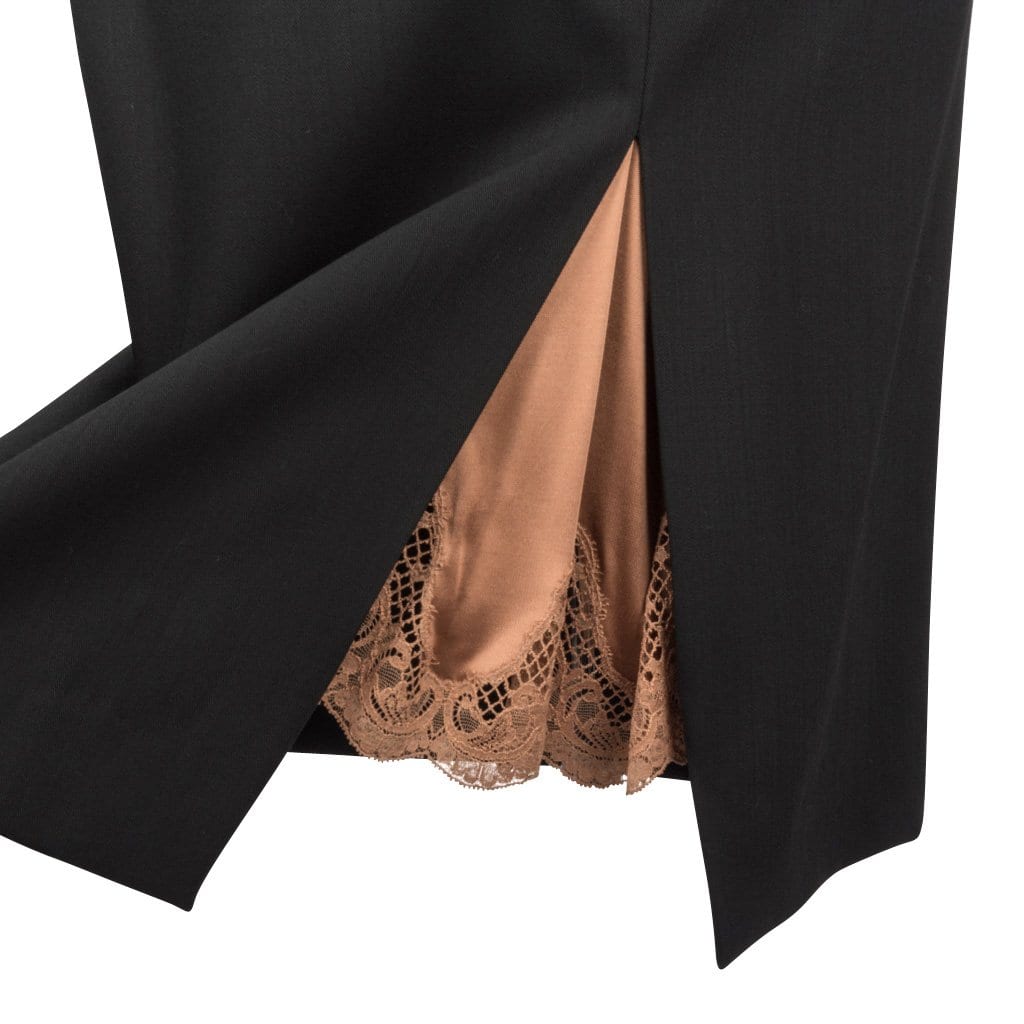 Jean Paul Gaultier Black Pencil Skirt – Lace Inset Vent