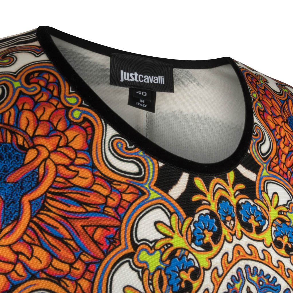 Just Cavalli Dress Animal Abstract and Floral Print Size 40 / 6