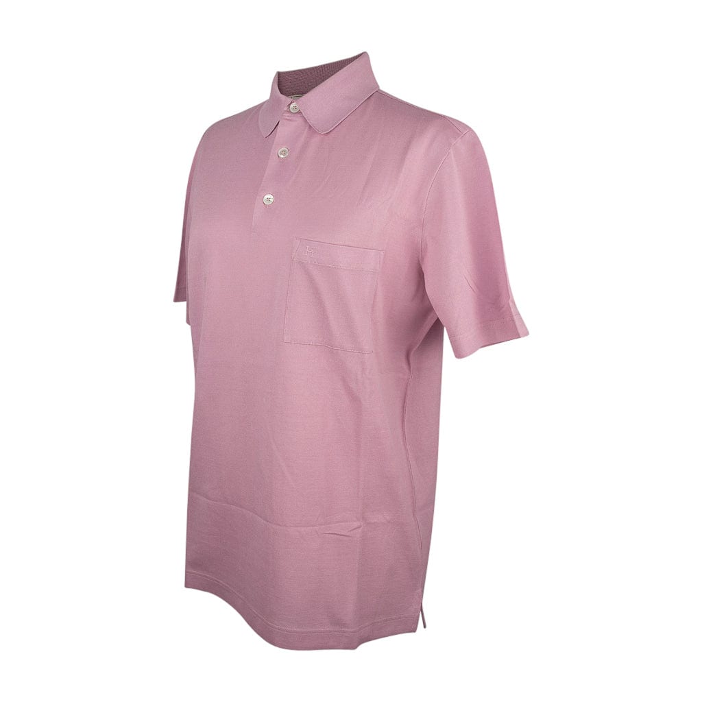 Hermès H Embroidered Polo Shirt Rose Clair Cotton Piqué