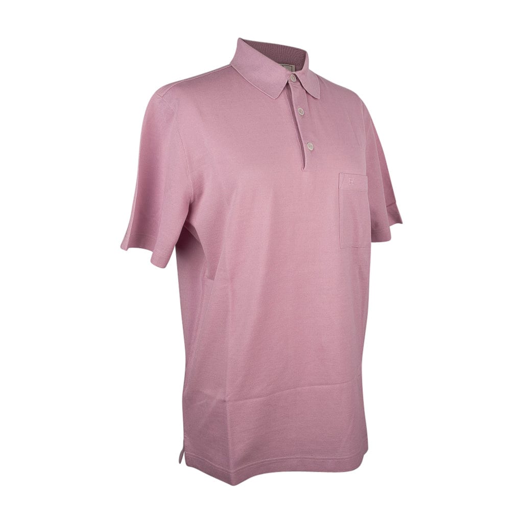 Hermès H Embroidered Polo Shirt Rose Clair Cotton Piqué