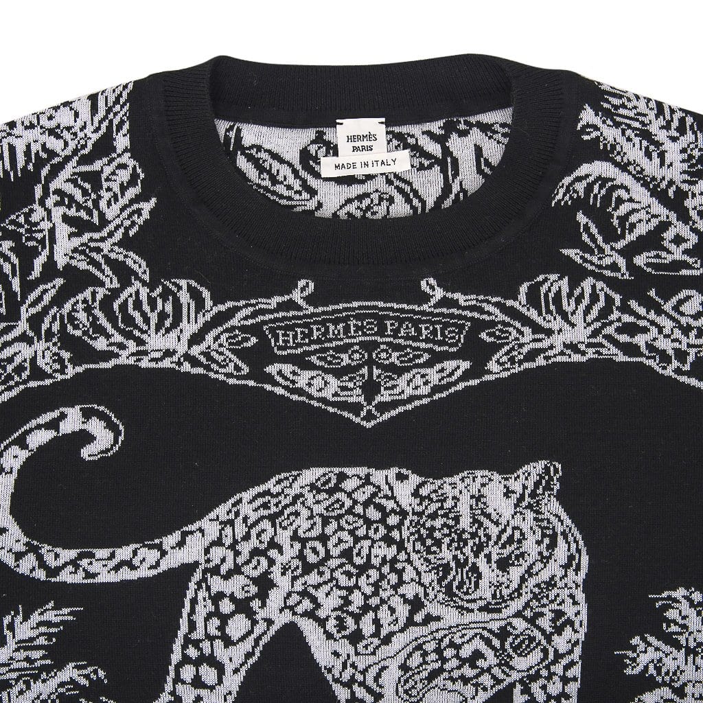 Hermes Jungle Love Wide Sweater Black / White 40 / 6 New w/ Box