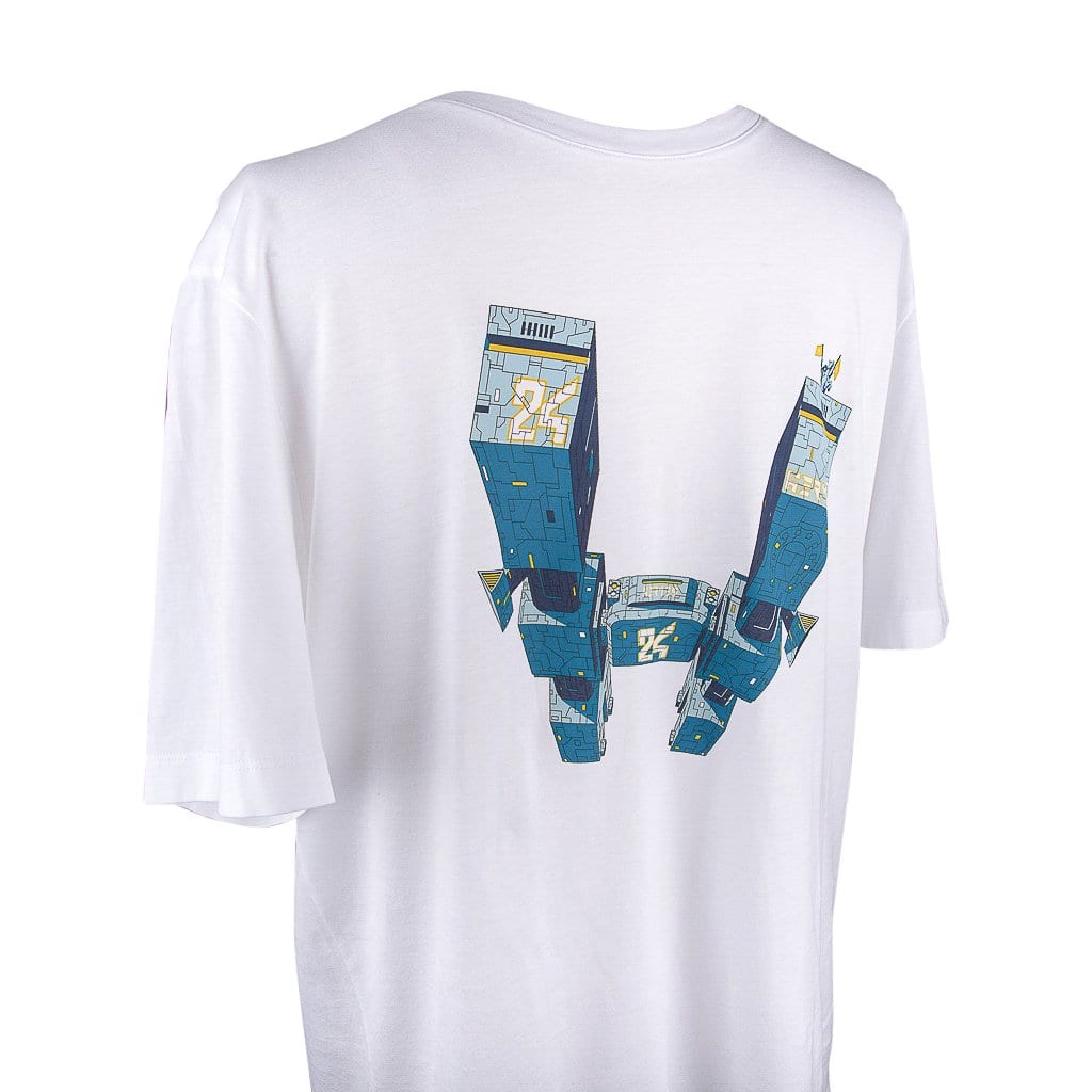 HERMES ライトブルー 半袖Tシャツ Hermes Men's T-Shirt Odyssee Blanc w/ Blue Design Cotton L New w