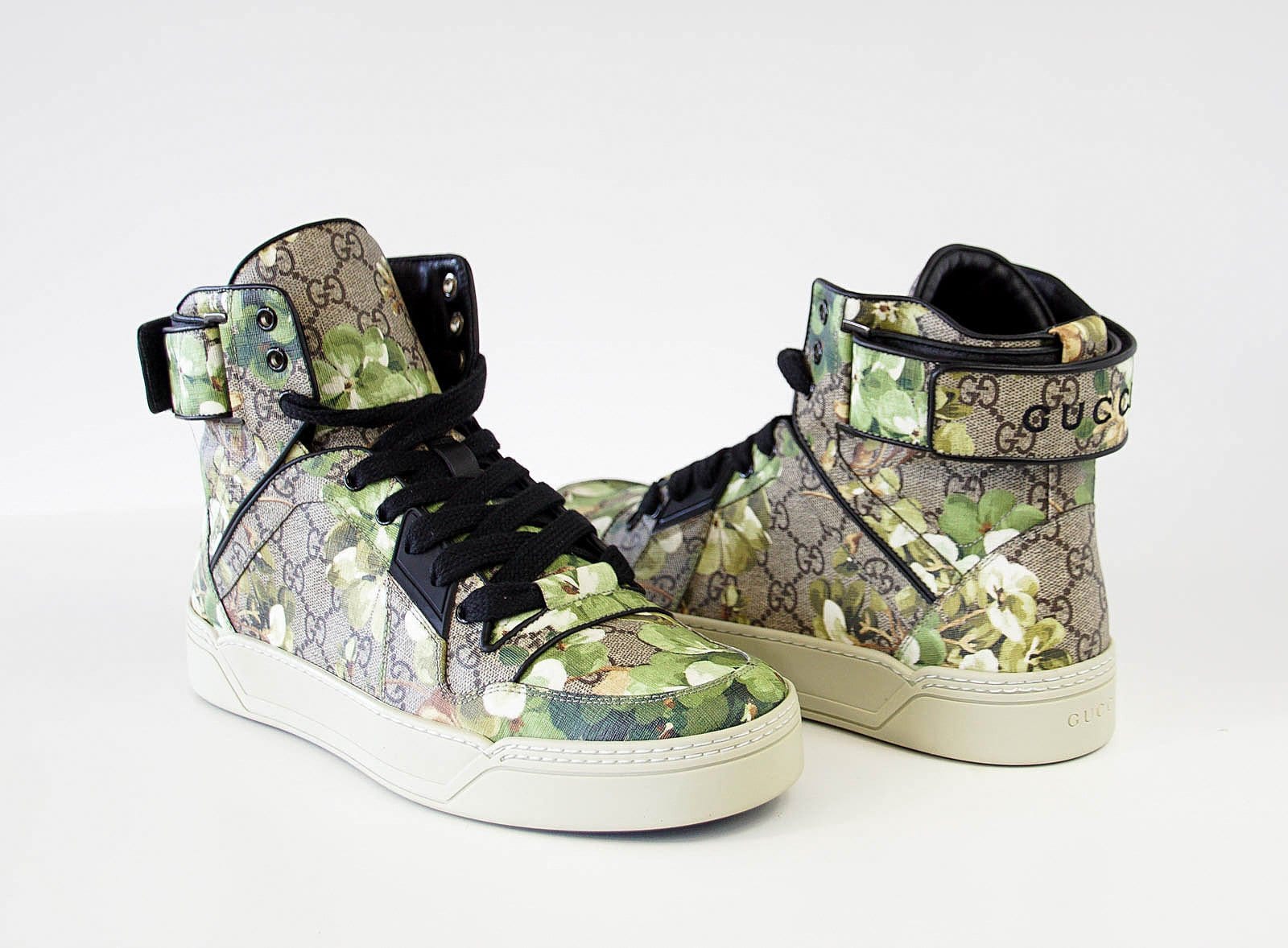 Gucci Men's Blooms Monogram Canvas Blooms High Top Sneaker 9 G