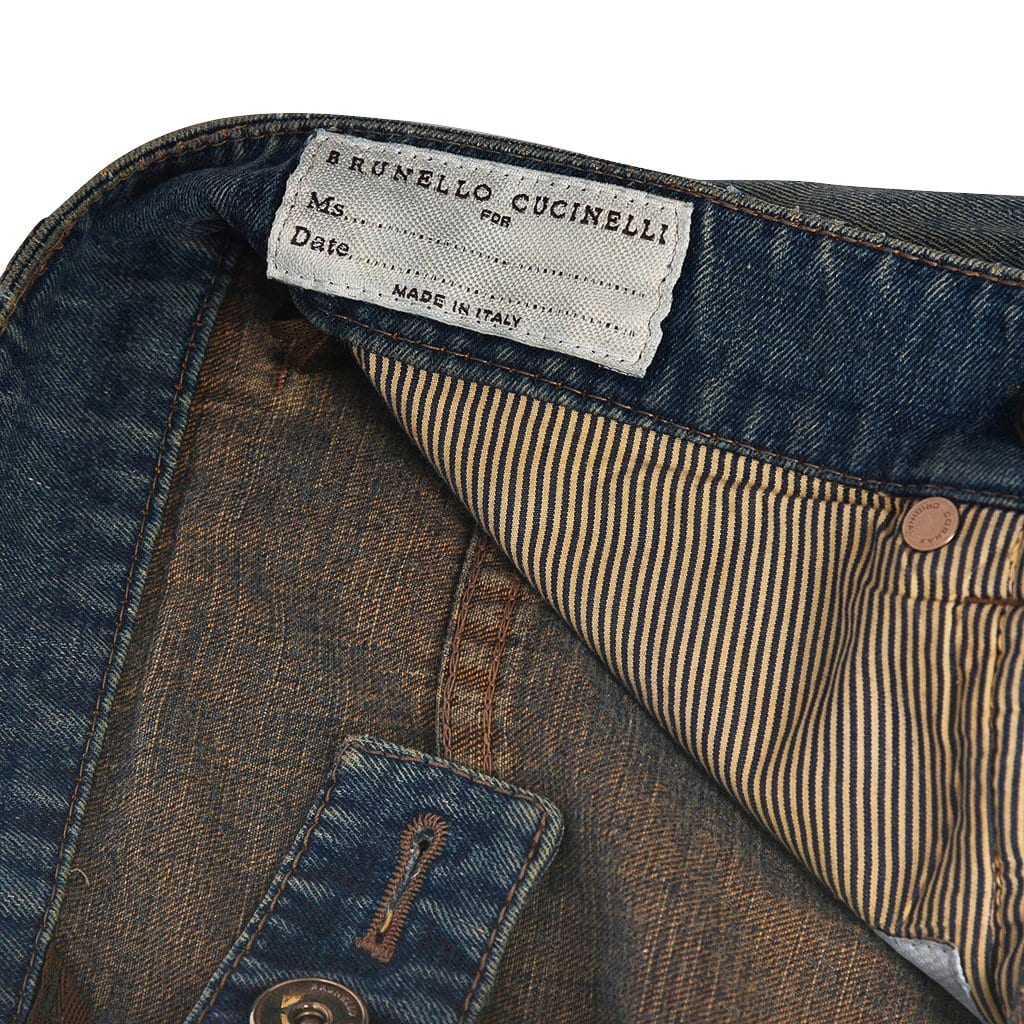 Brunello Cucinelli Jeans Button Fly Medium Distressed Wash Rear