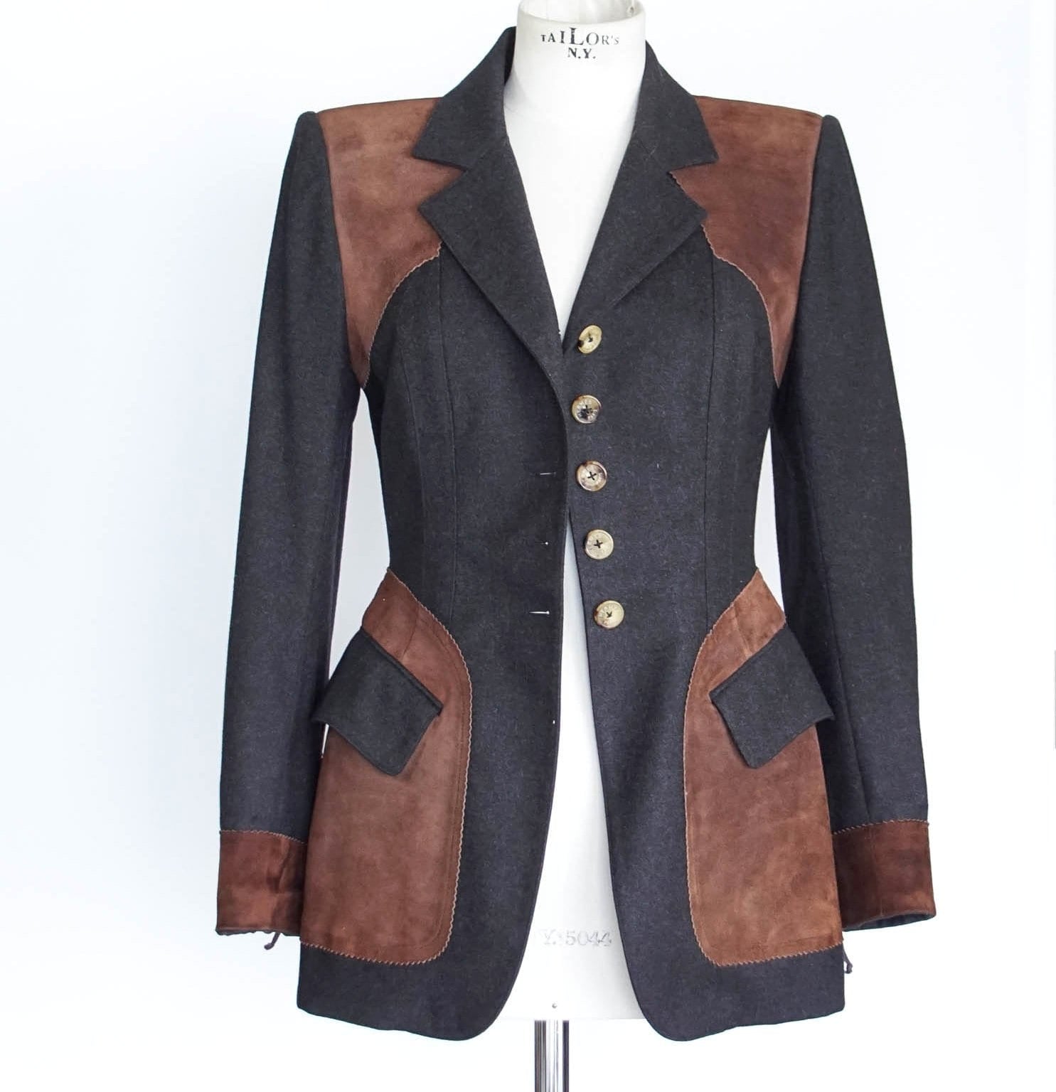 Hermes Jacket Striking Shape / Details in Wool and Suede Vintage