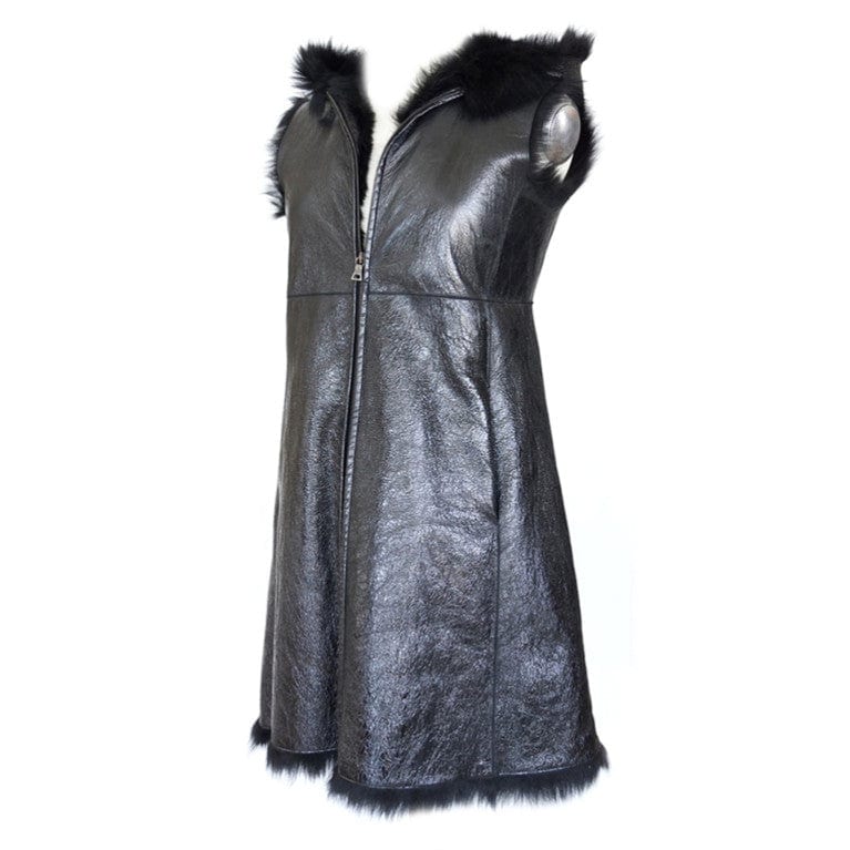 Prada Patent Leather Vest – Sleeveless A-Line with Hoodie