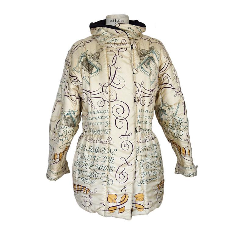 Hermes Jacket Vintage L'Art D'Ecrire Reversible Silk Print 36 / 6