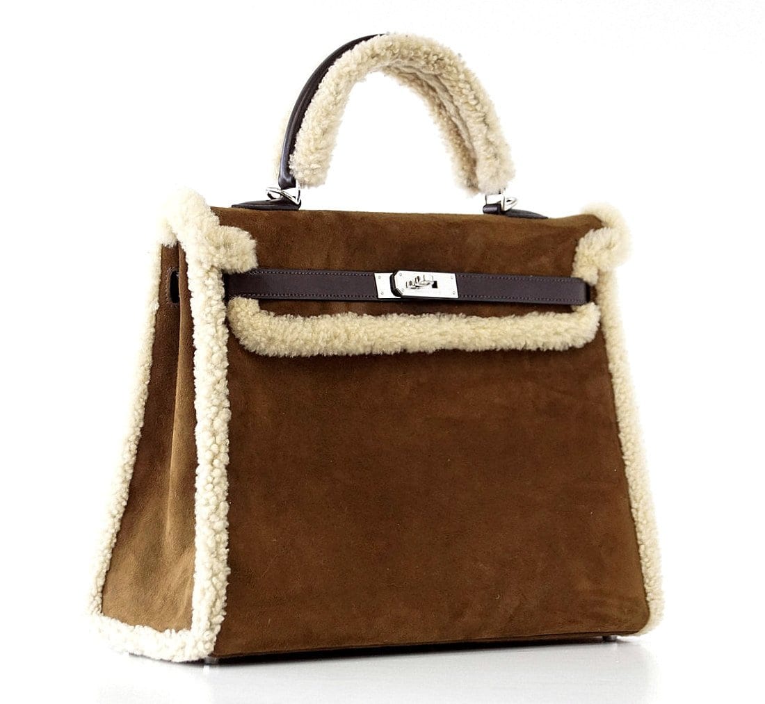 Hermes Kelly 35 Bag Rare Limited Edition Teddy Shearling Plush