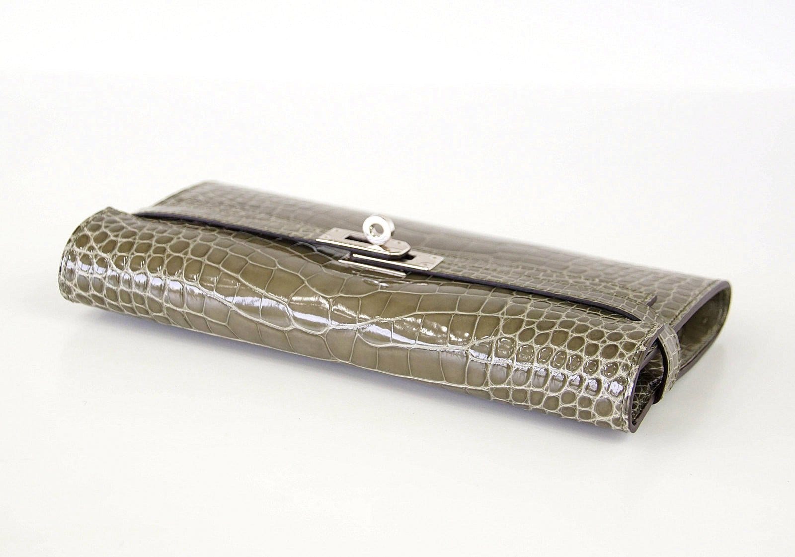 Hermes Kelly Long Wallet Coveted Gris Tourterelle Alligator