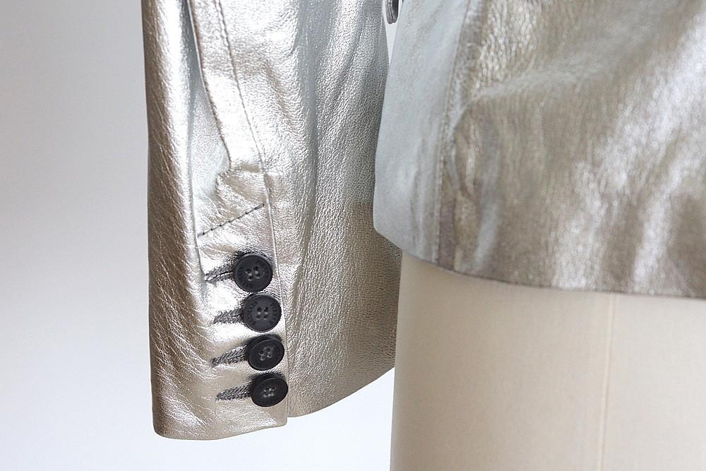 Pierre Balmain Silver Leather Jacket – Brilliant Ice Silver
