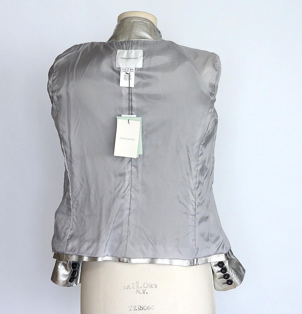 Pierre Balmain Silver Leather Jacket – Brilliant Ice Silver