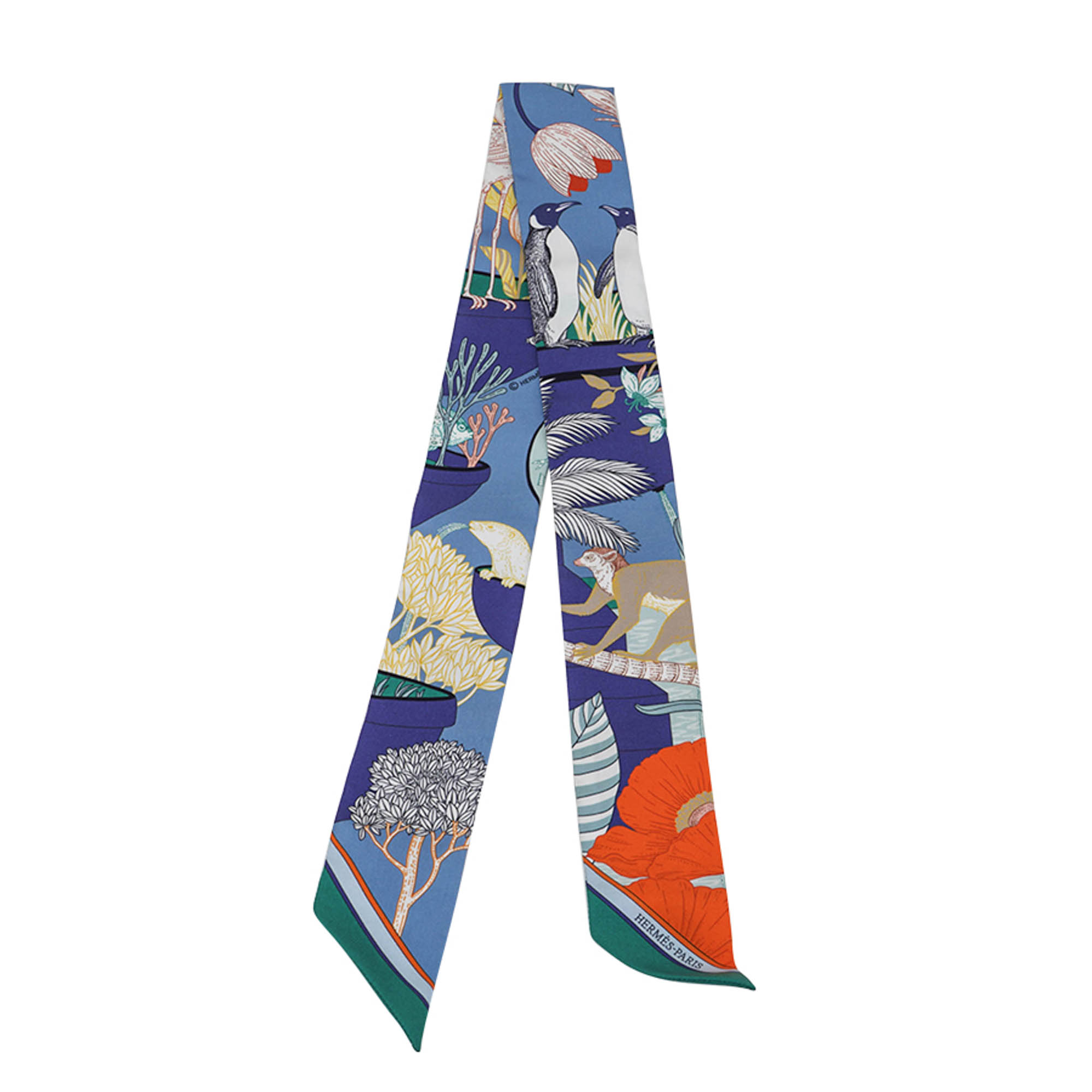 Hermès Precious Paradise Twilly in Blue Jean, Orange & Vert