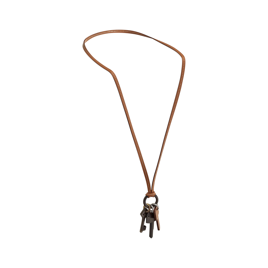 Hermès Clés Long Necklace Horn So Black Swift Leather | Mightychic