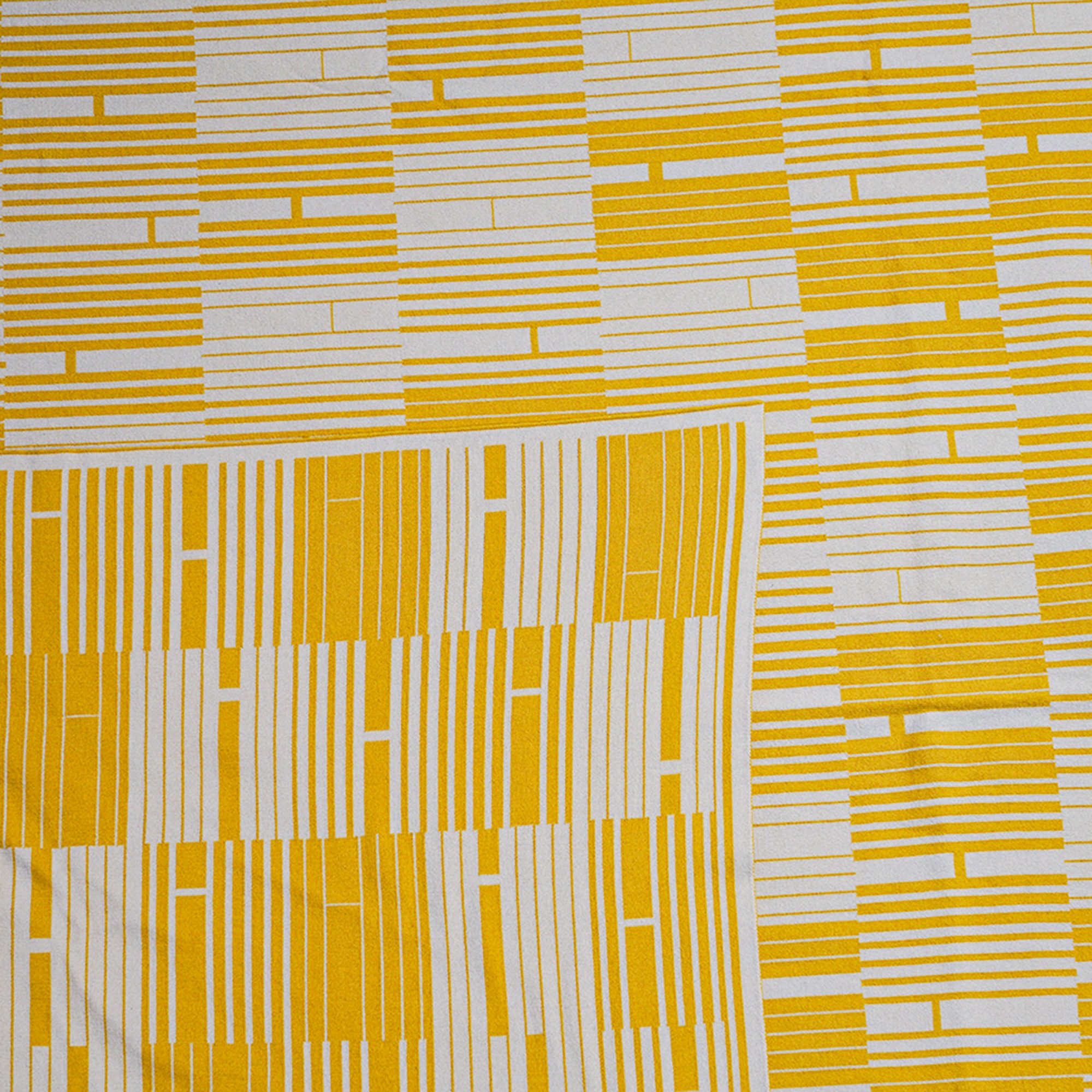 Hermes Blanket/Throw Yellow/Ecru Cotton and Cashmere
