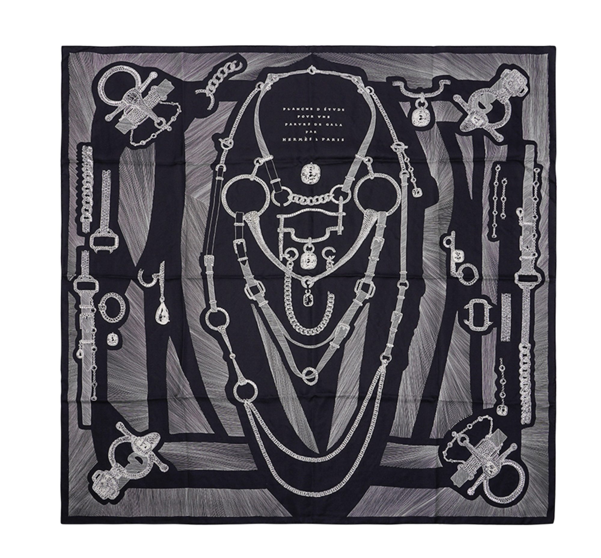 Hermes Planche d'Etude pour une Parure beaded silk scarf mightychic