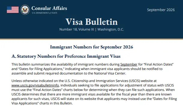 Boletín de visas de septiembre 2026: qué cambia para los ecuatorianos