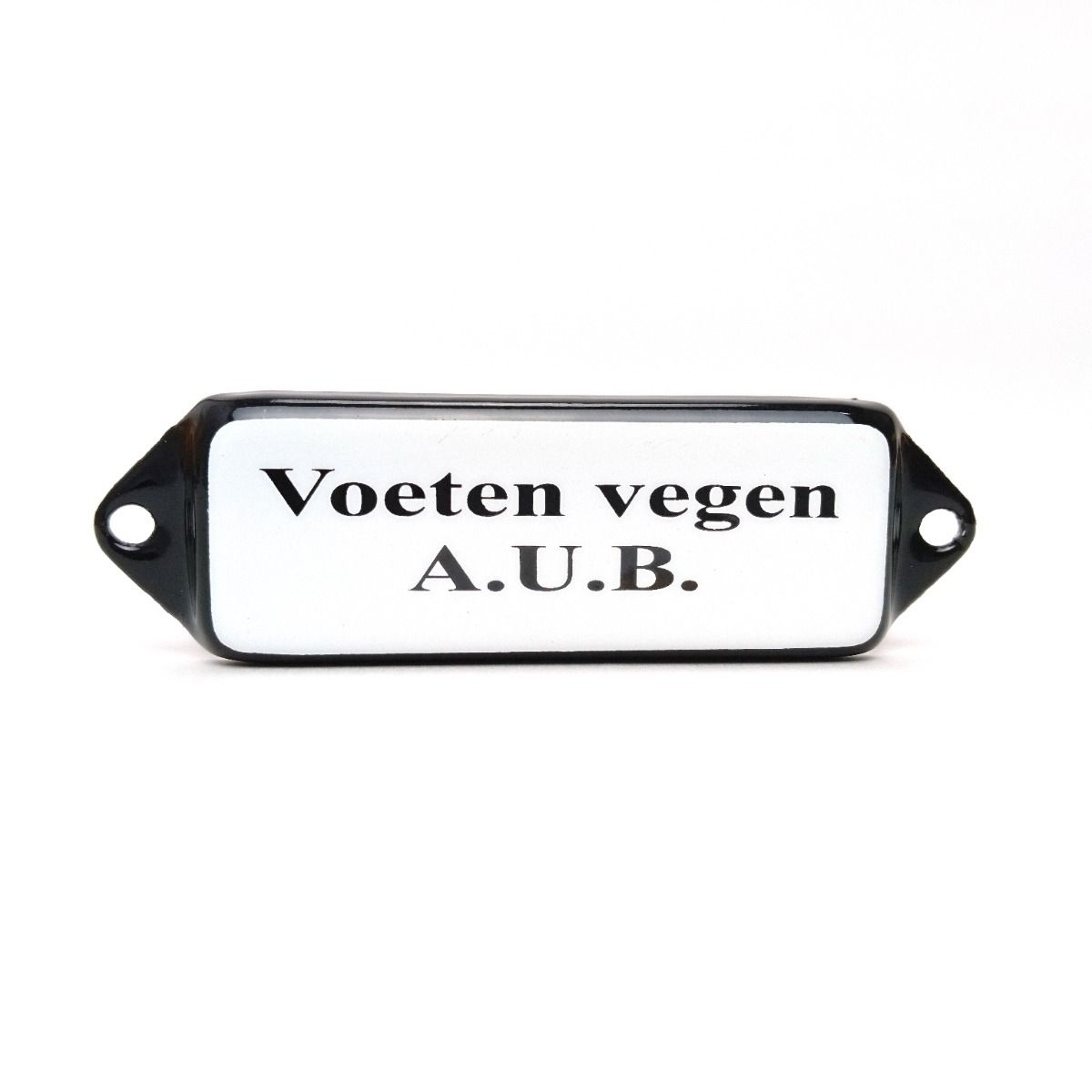 Emaille tekstbord Voeten vegen A.U.B.