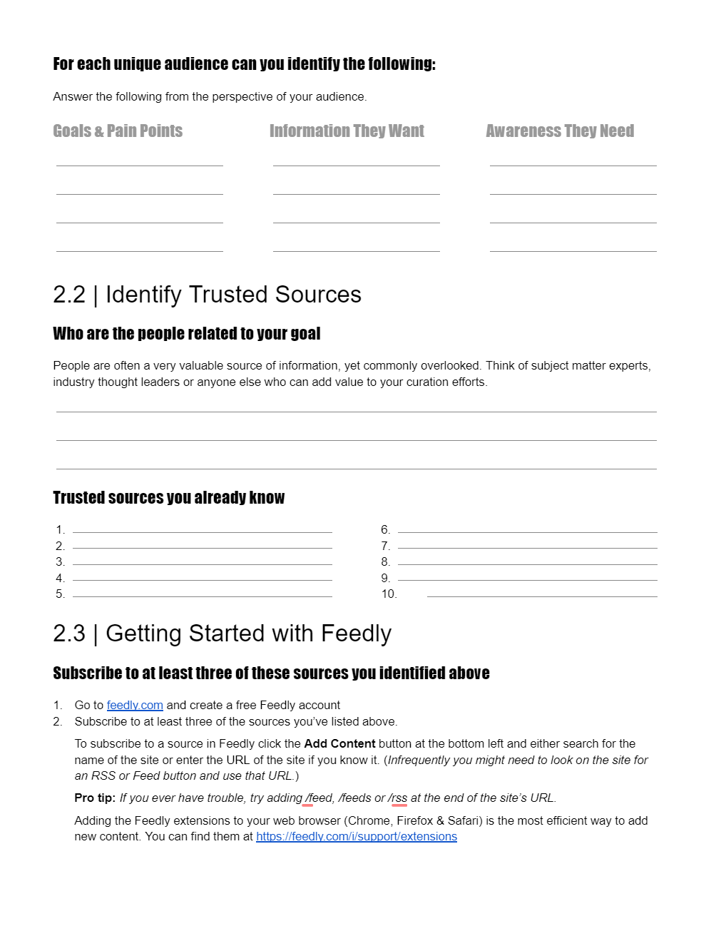 Worksheet: Creating Your Own Personal Curation Process