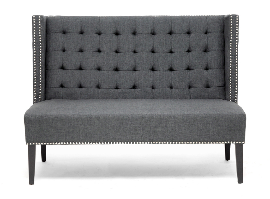Baxton studio vincent beige linen modern loveseat bench and chair set living room. GREY GRAY MODERN NAIL HEAD TUFTED BANQUETTE LINEN FABRIC