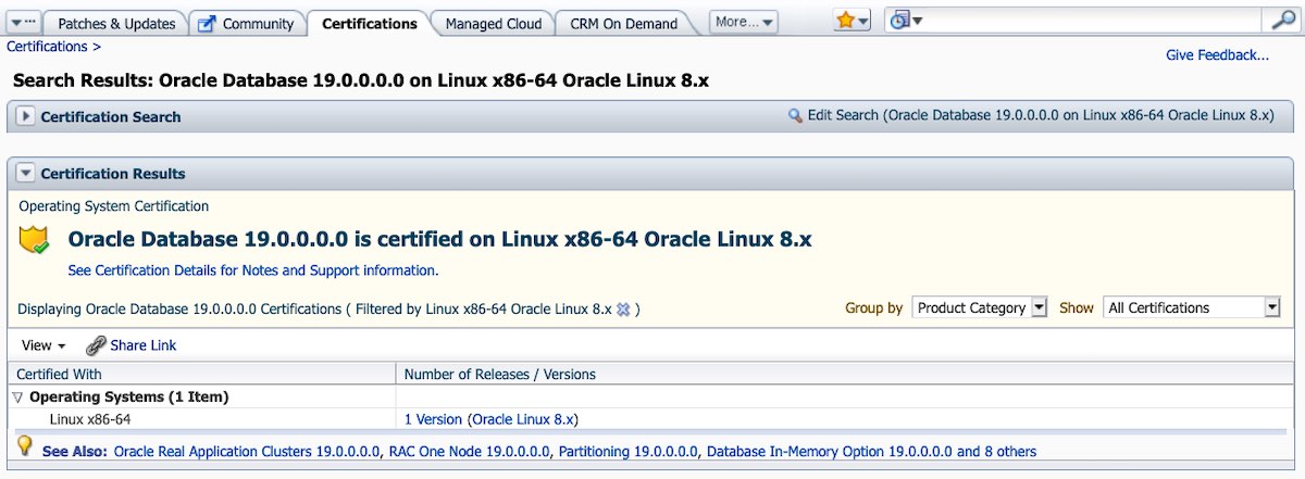 Oracle Database 19c is certified on OL8 and RHEL8