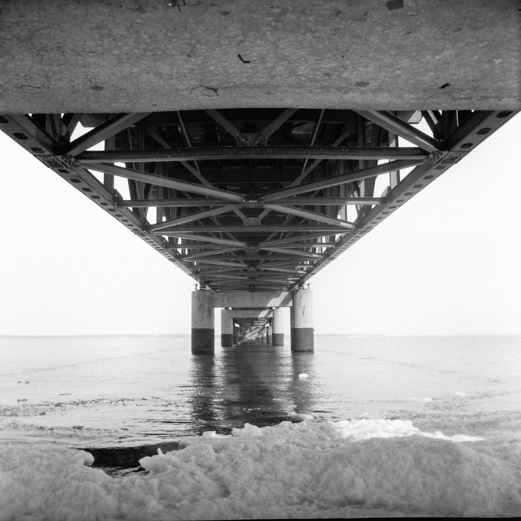 Beneath the Mackinac Bridge.