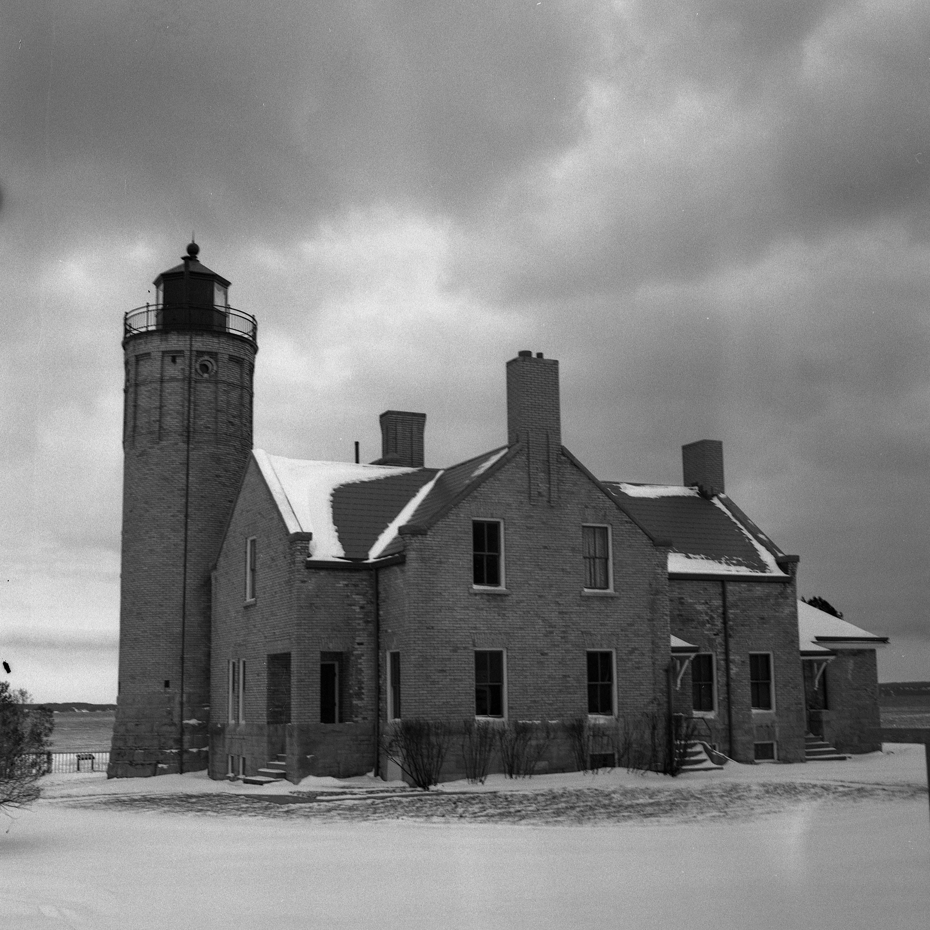 The lighthouse in Mackinac City, MI. The gloomy and heavy cloud cover rendered an excellent image with tons of shadow detail.