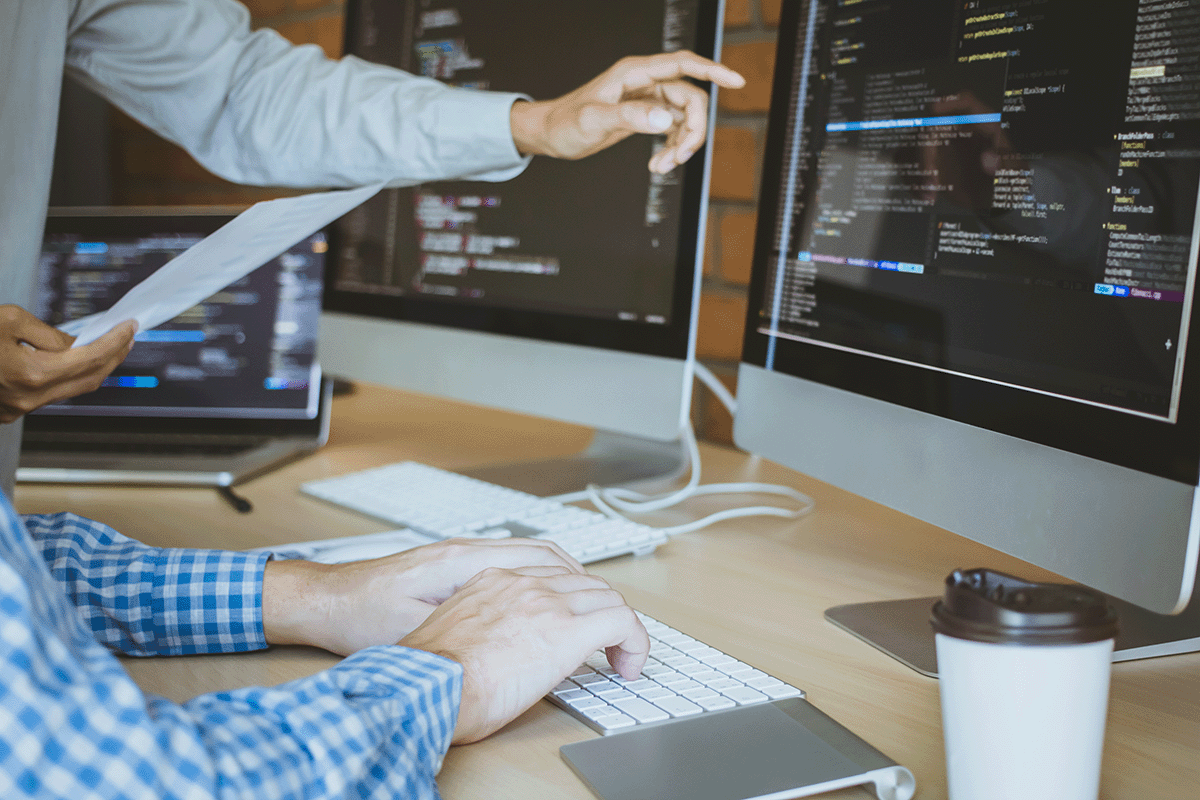 Coding Software at Computer