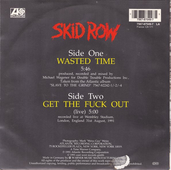 Skid Row – Wasted Time 8cm CD レア REVIEW: Skid Row – “Wasted Time” (1991 7″ single) | mikeladano.com