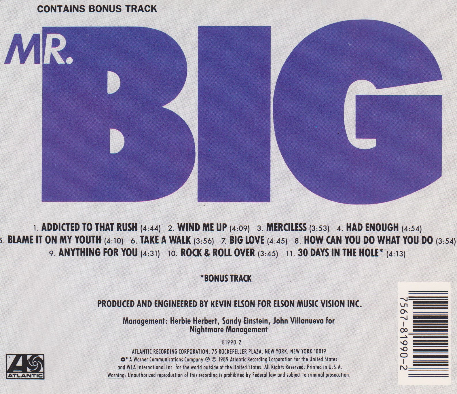 MR. BIG フランス盤 レコード 1989年 REVIEW: Mr. Big – Mr. Big (1989) | mikeladano.com