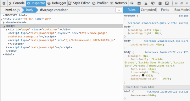 Firefox developer tools