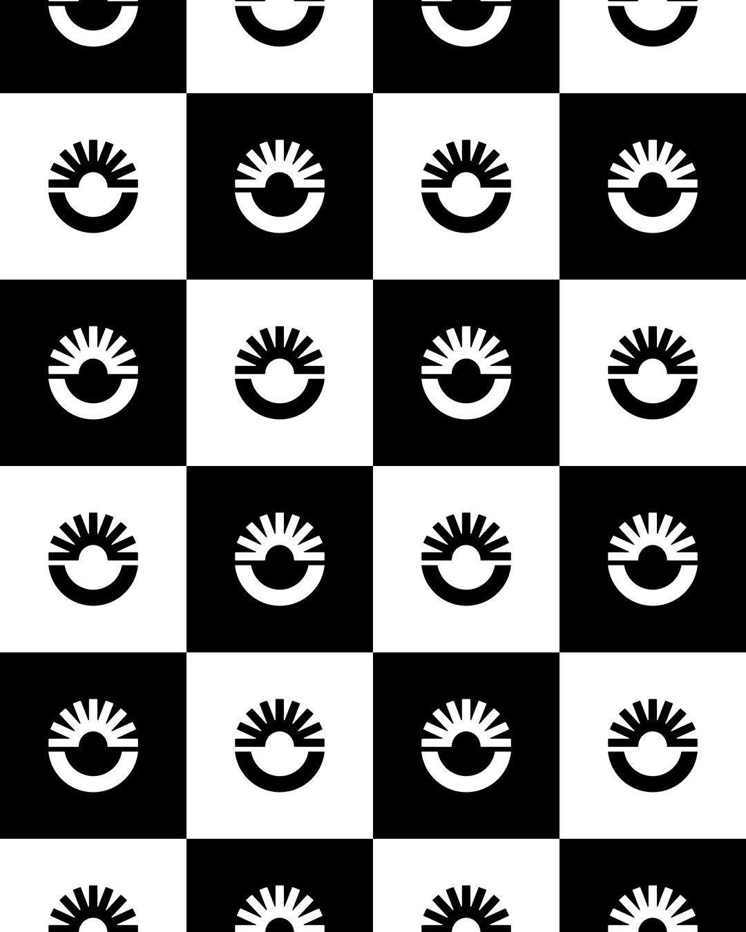 Handover logomark pattern in a black and white checkerboard
