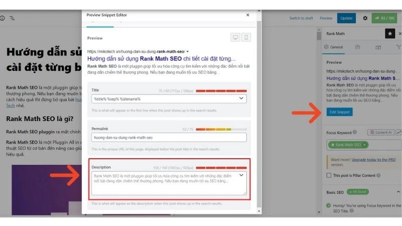 Hướng dẫn sử dụng Rank Math SEO chi tiết cài đặt từng bước 2022 28 Tùy chỉnh meta description