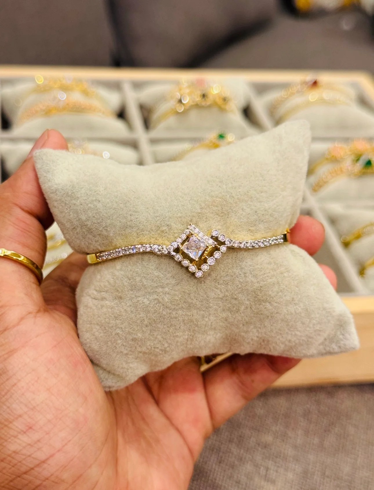 Diamond replica clip bangle