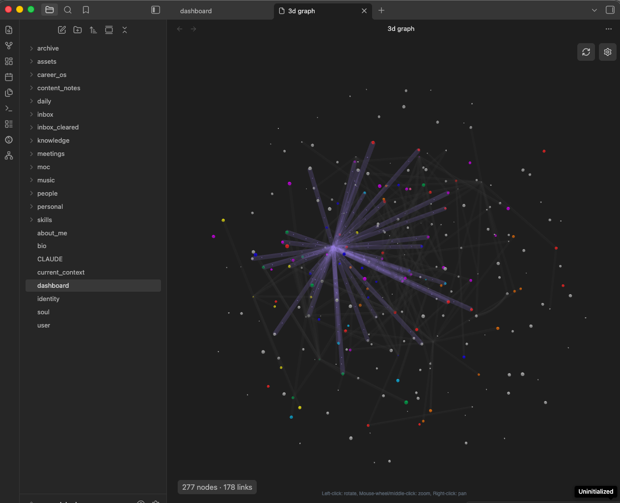 Miles Shattuck's first "second brain" using Obsidian and Claude Code.