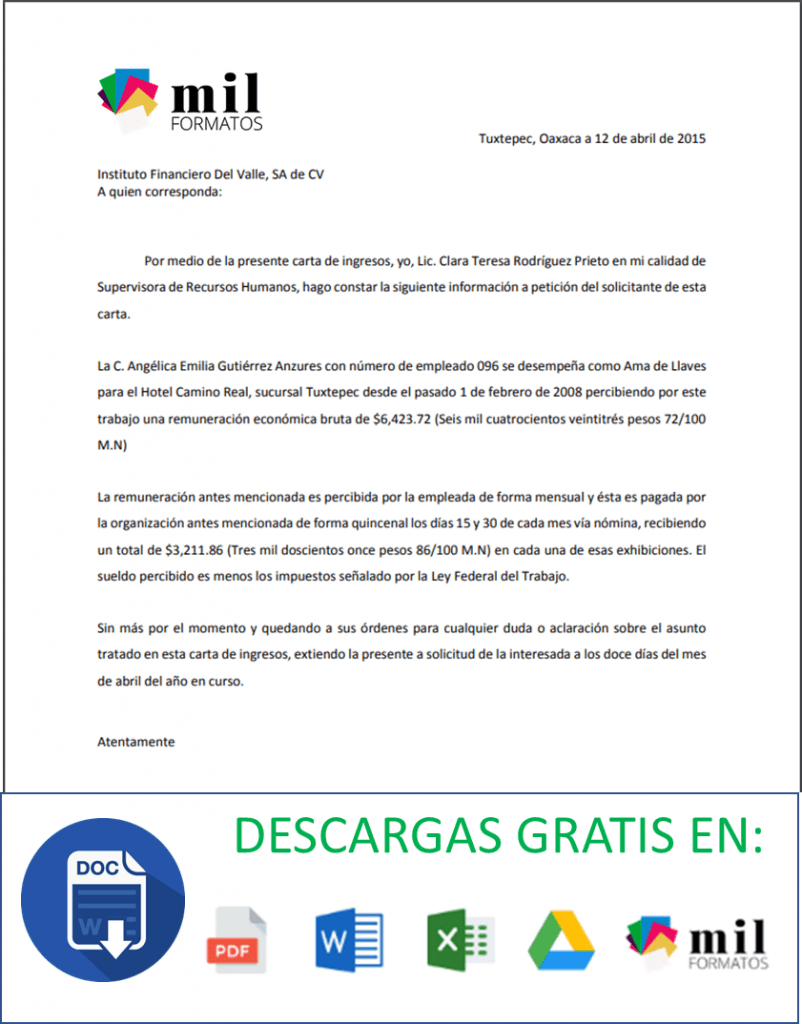 El informe de investigación a. Carta De Ingresos Ejemplos Formatos 2022 Word Pdf