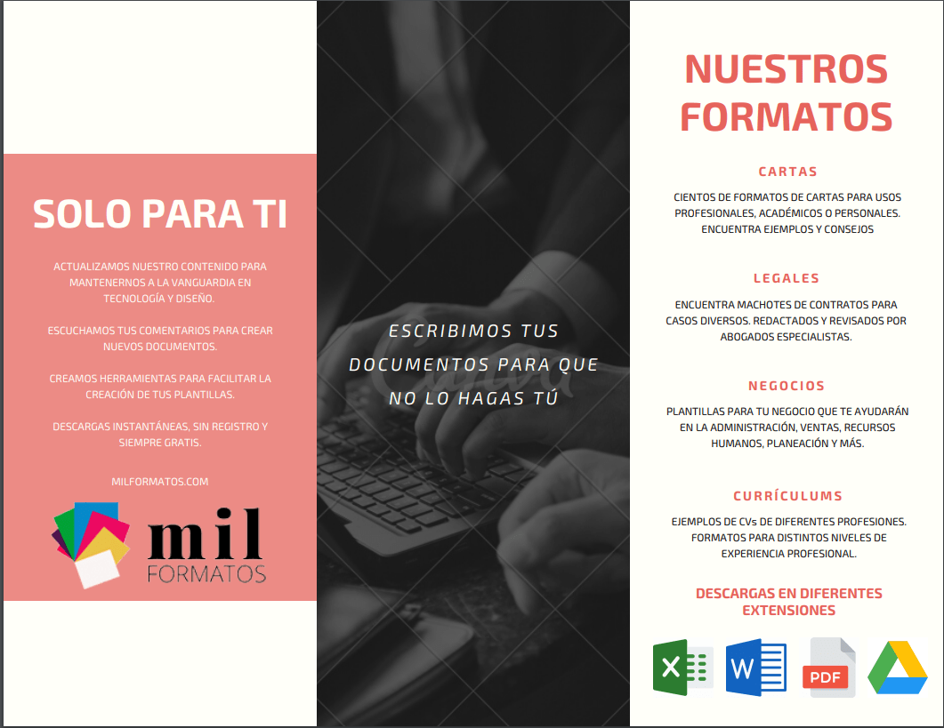 Folleto Ejemplos Y Formatos Excel Word Y Pdfs Descarga Gratis
