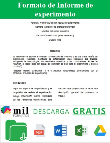 El informe demostrativo es el que . Informe De Experimento Aprende A Hacerlo En Milformatos Com