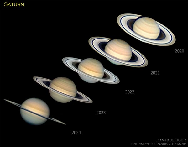 Évolution des anneaux de Saturne de 2020 à 2024, Photon d’Or de juin 2024, par Jean-Paul Oger