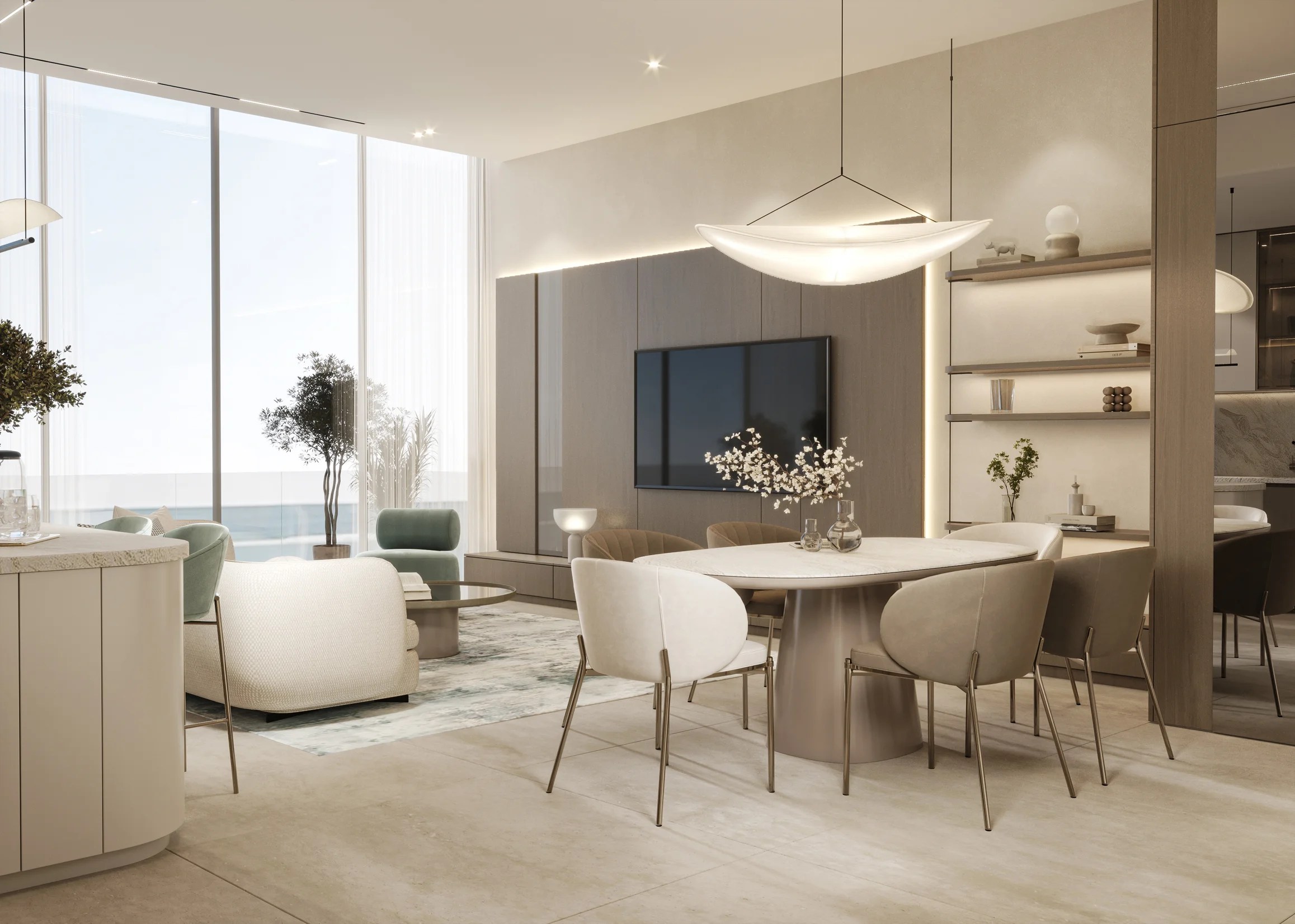 Open-plan living room with garden view