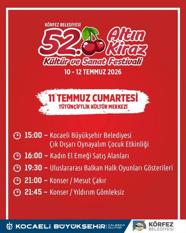 Körfez’de 52. Altın Kiraz Festivali Başlıyor
